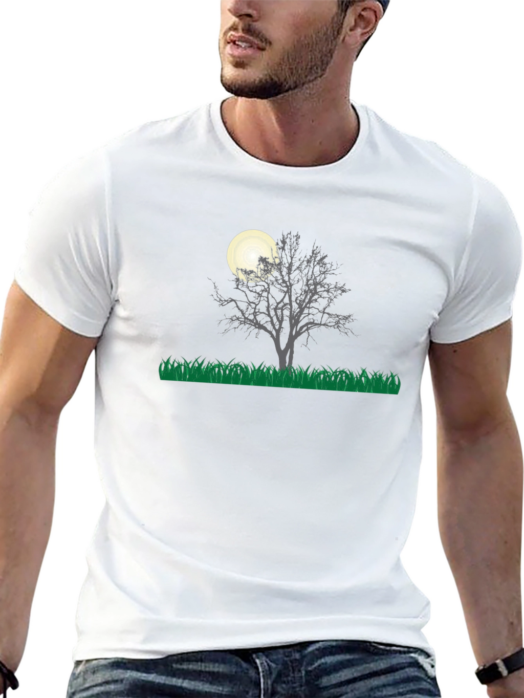 Eerie Night Tree Graphic Tee - Black Cotton Blend