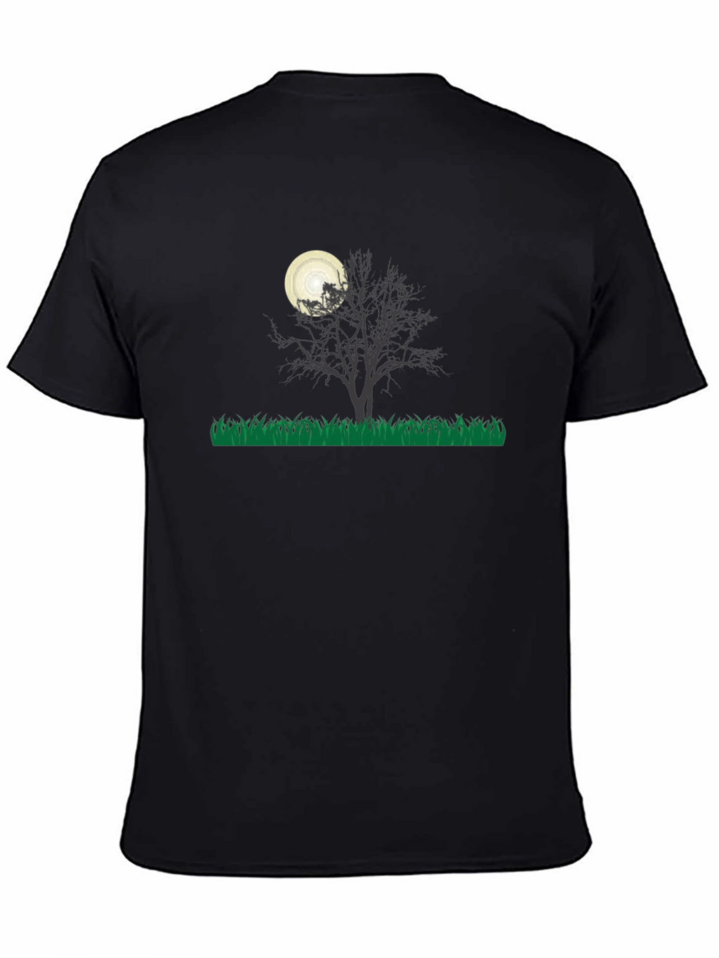 Eerie Night Tree Graphic Tee - Black Cotton Blend