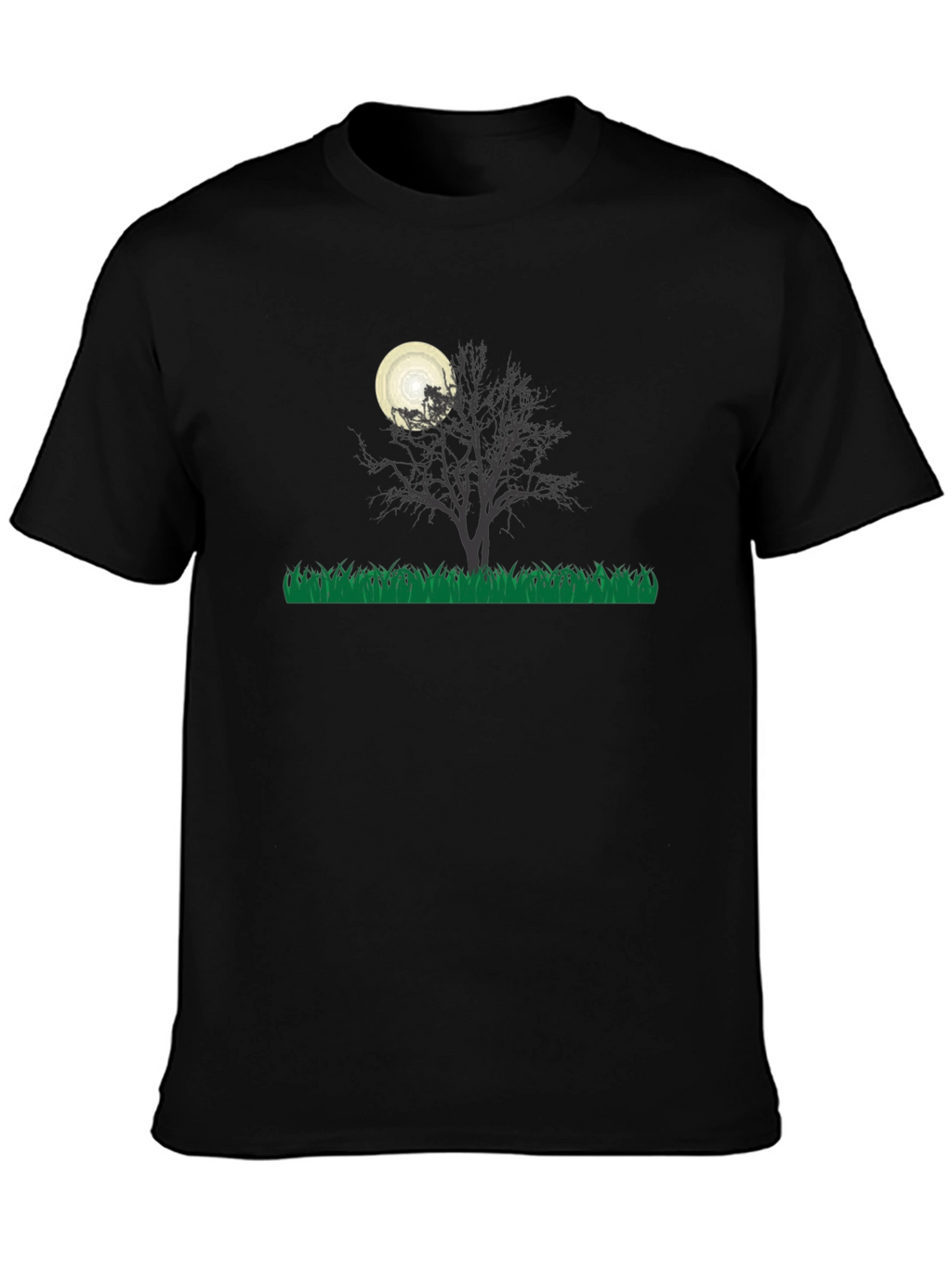 Eerie Night Tree Graphic Tee - Black Cotton Blend