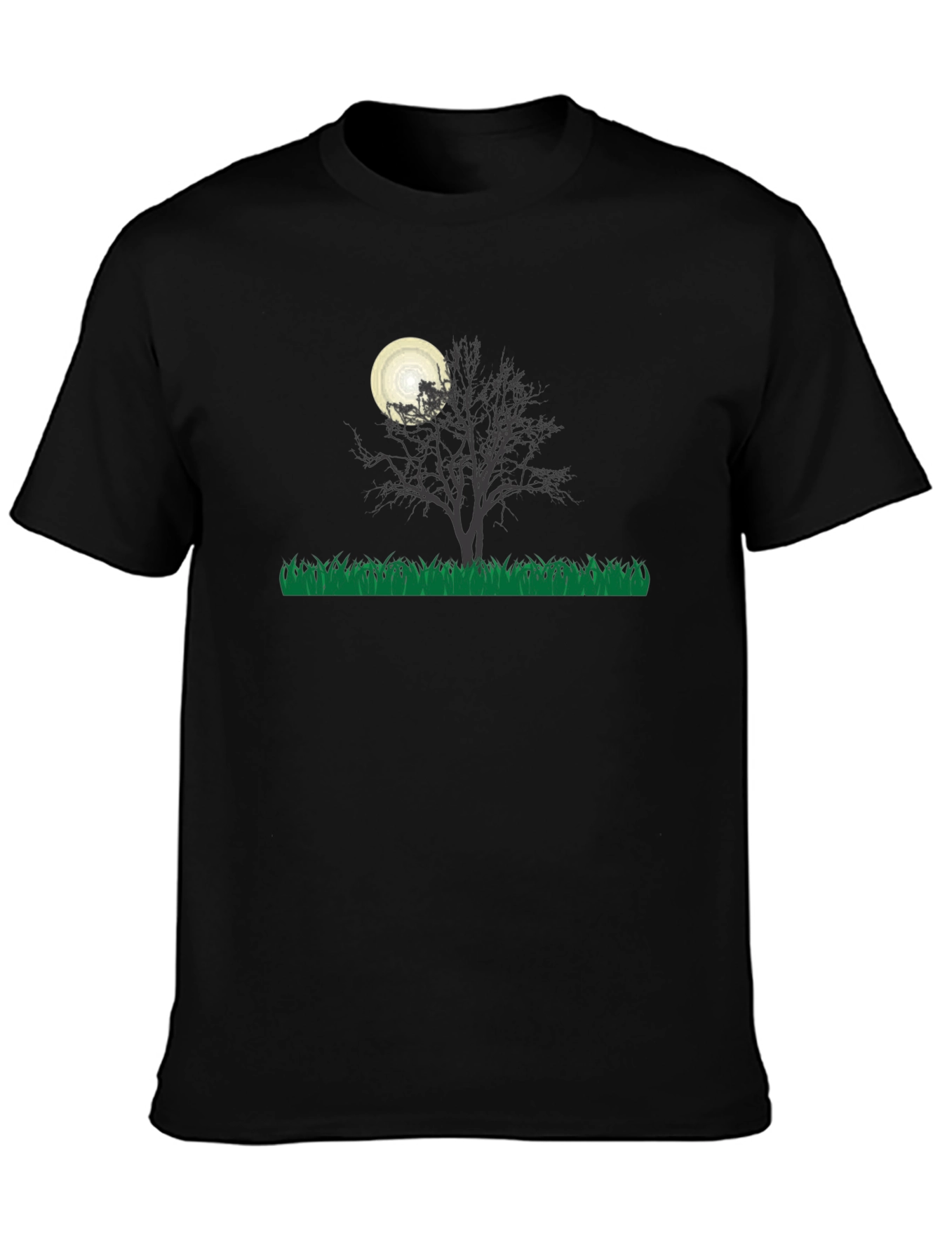 Eerie Night Tree Graphic Tee - Black Cotton Blend