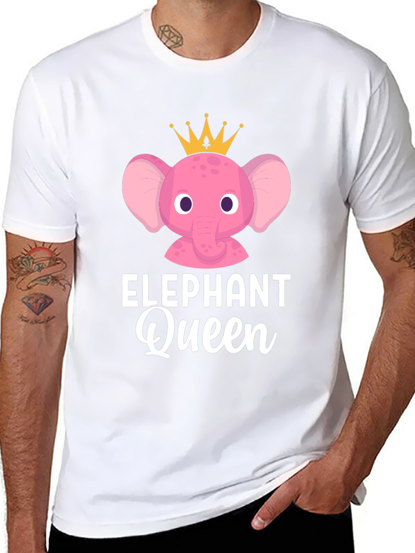 Elephant Queen Graphic T-Shirt - Cute Cartoon Animal Tee
