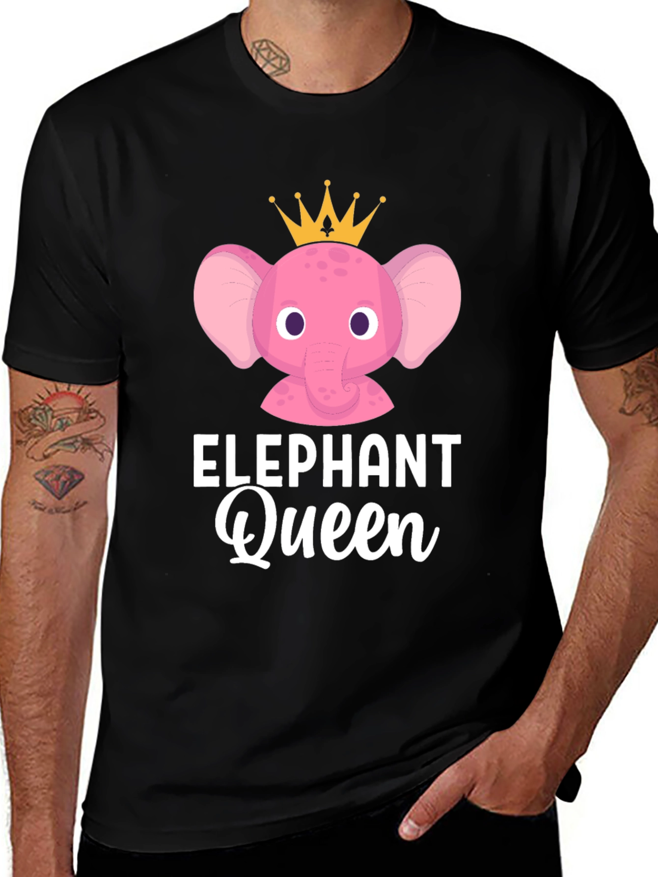Elephant Queen Graphic T-Shirt - Cute Cartoon Animal Tee