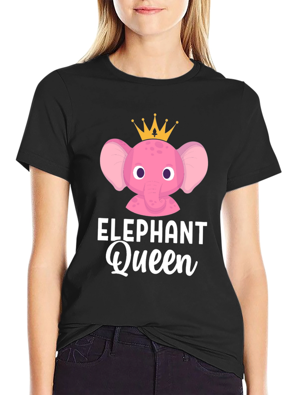 Elephant Queen Graphic T-Shirt - Cute Cartoon Animal Tee