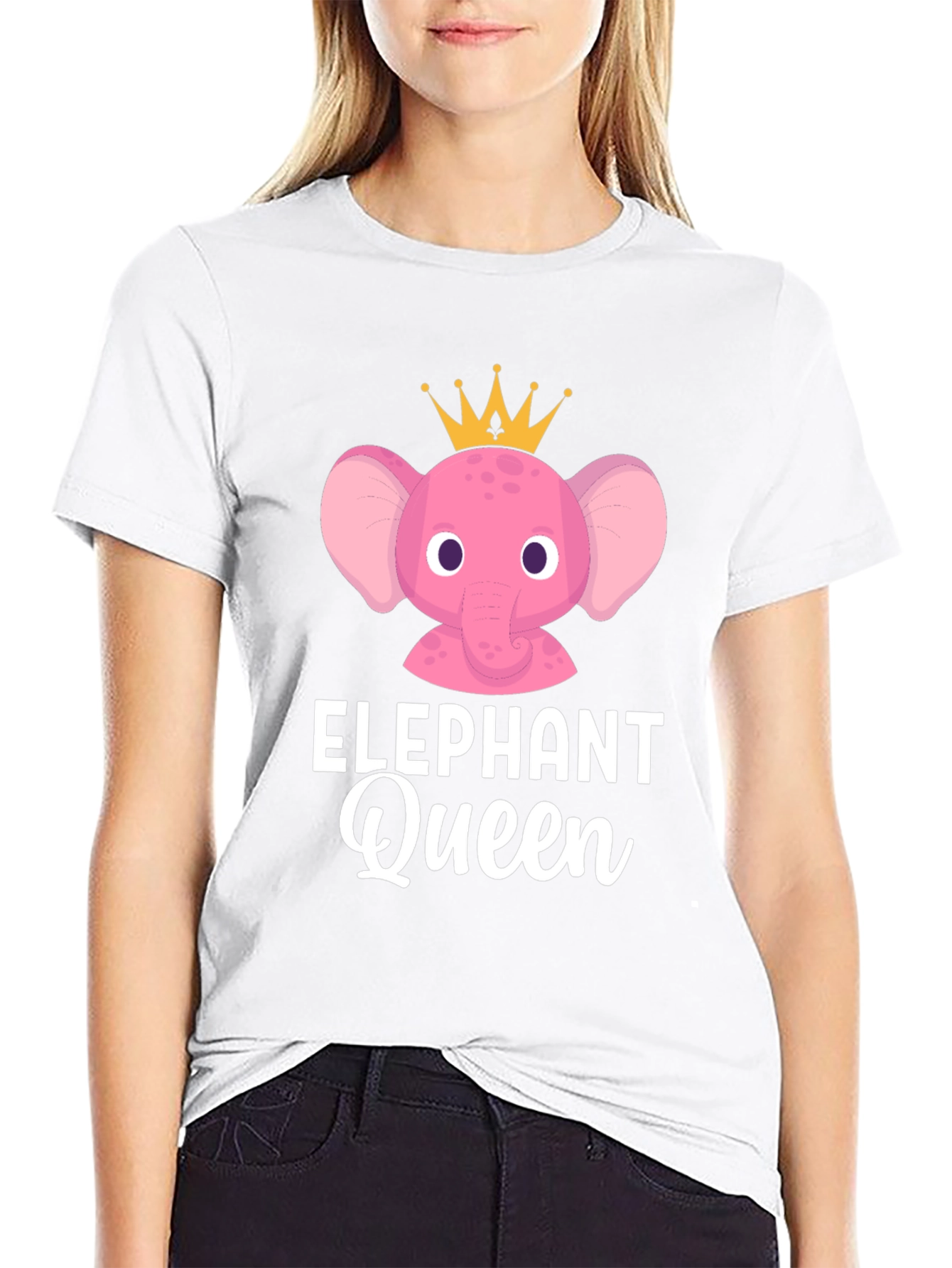 Elephant Queen Graphic T-Shirt - Cute Cartoon Animal Tee