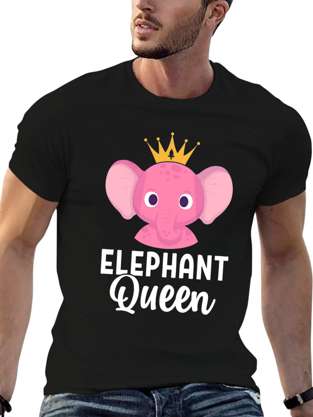 Elephant Queen Graphic T-Shirt - Cute Cartoon Animal Tee