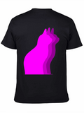 Cool Cat Outline Black T-Shirt