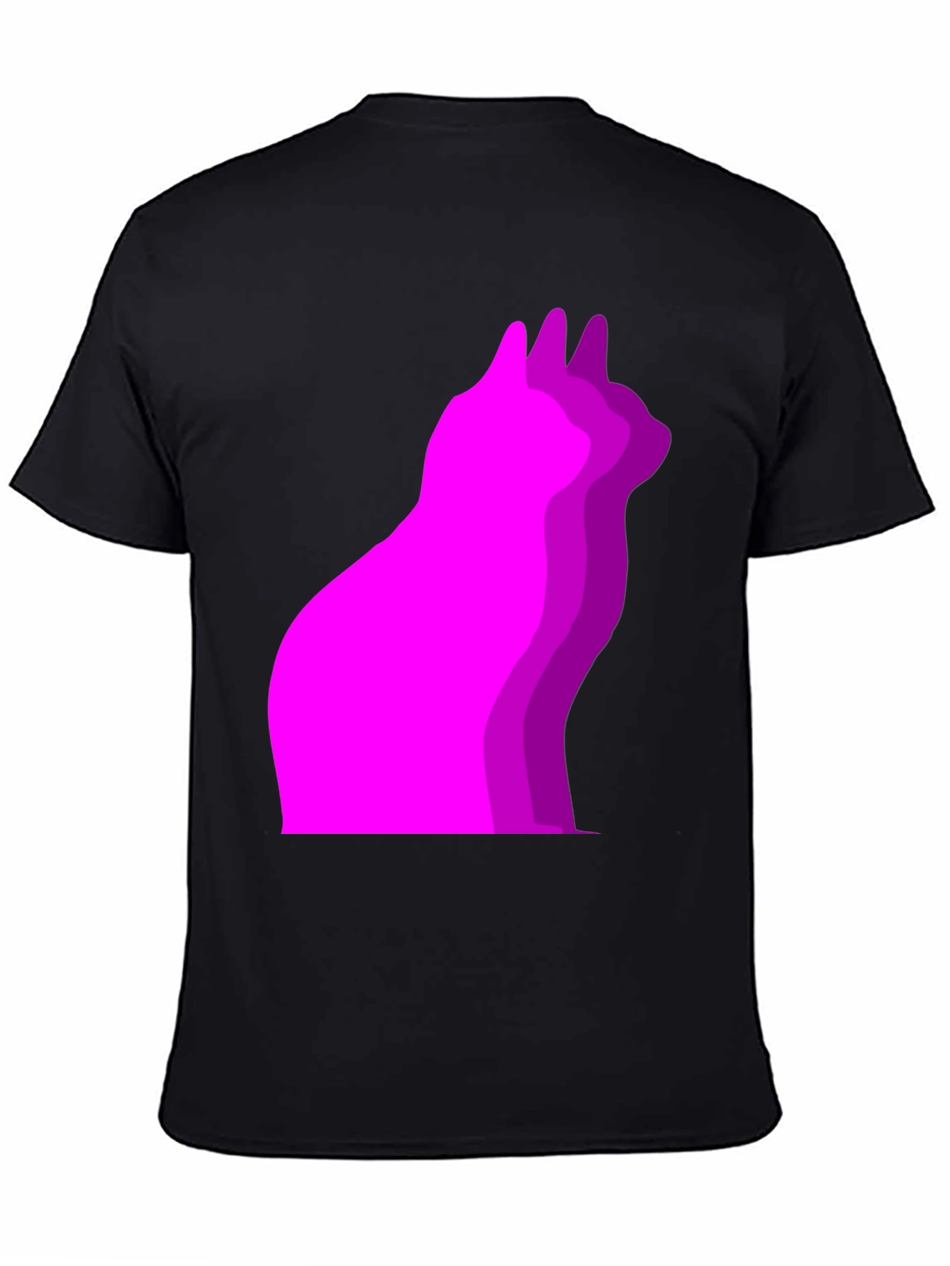 Cool Cat Outline Black T-Shirt