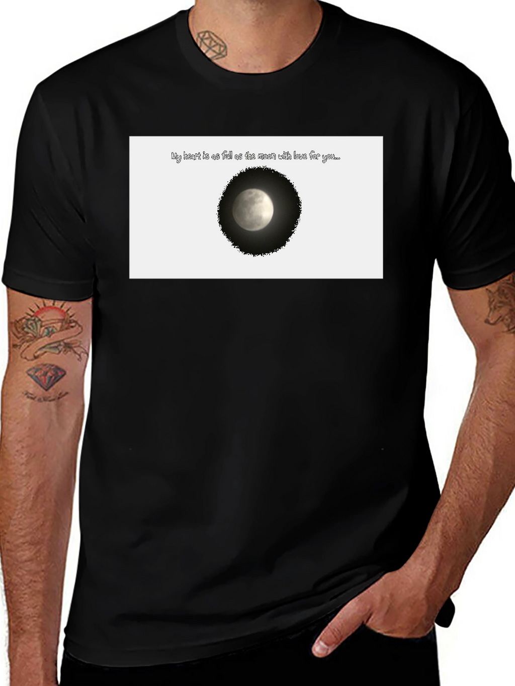 Moon Love T-Shirt - Heart Full of Love Design