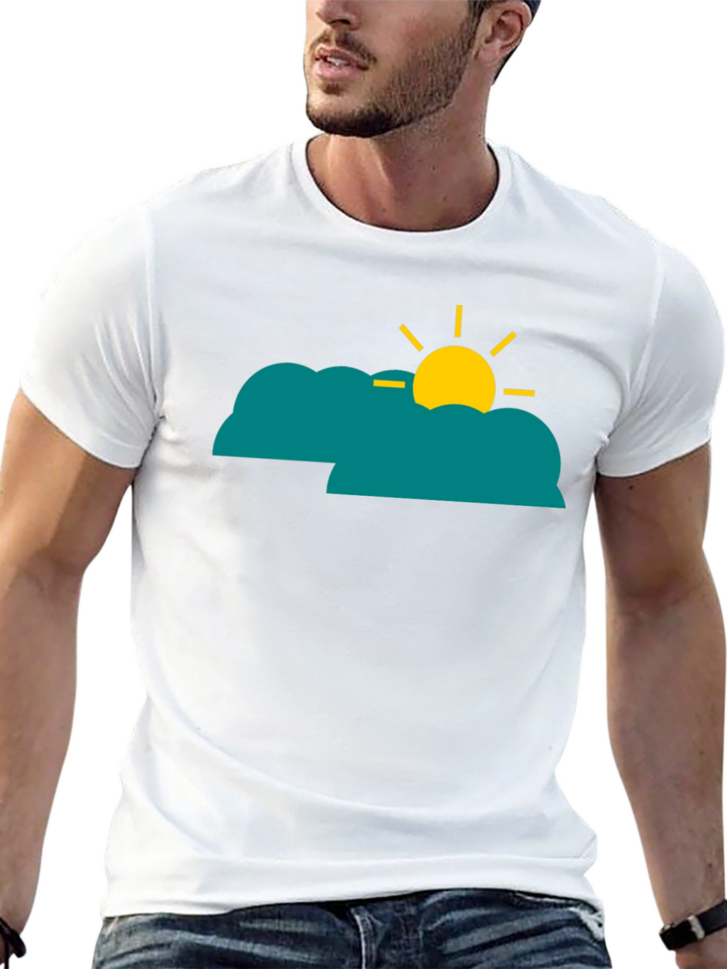 Cloud Sun Graphic Tee - Black Casual Shirt