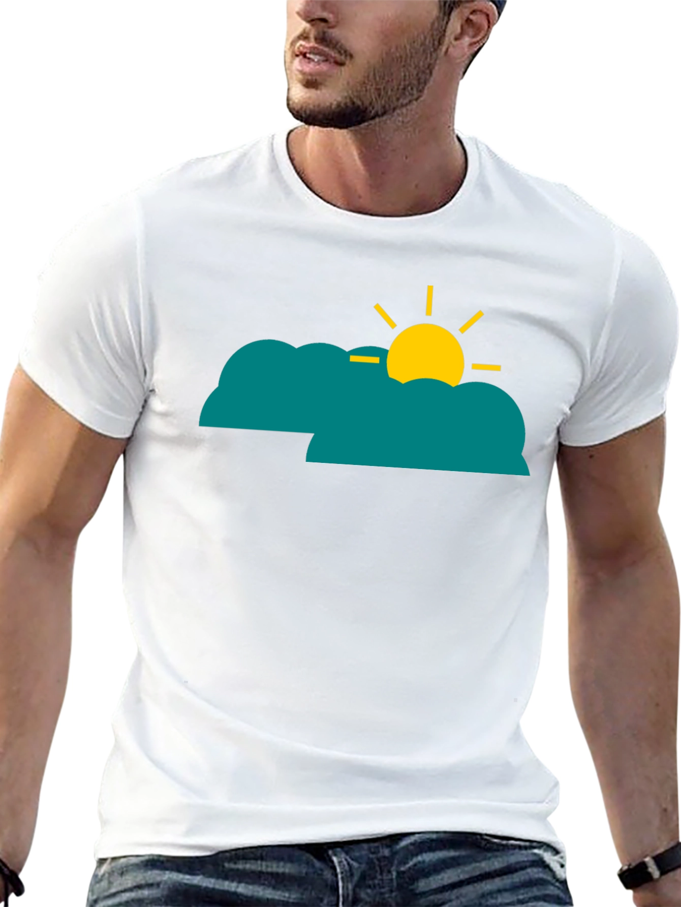 Cloud Sun Graphic Tee - Black Casual Shirt