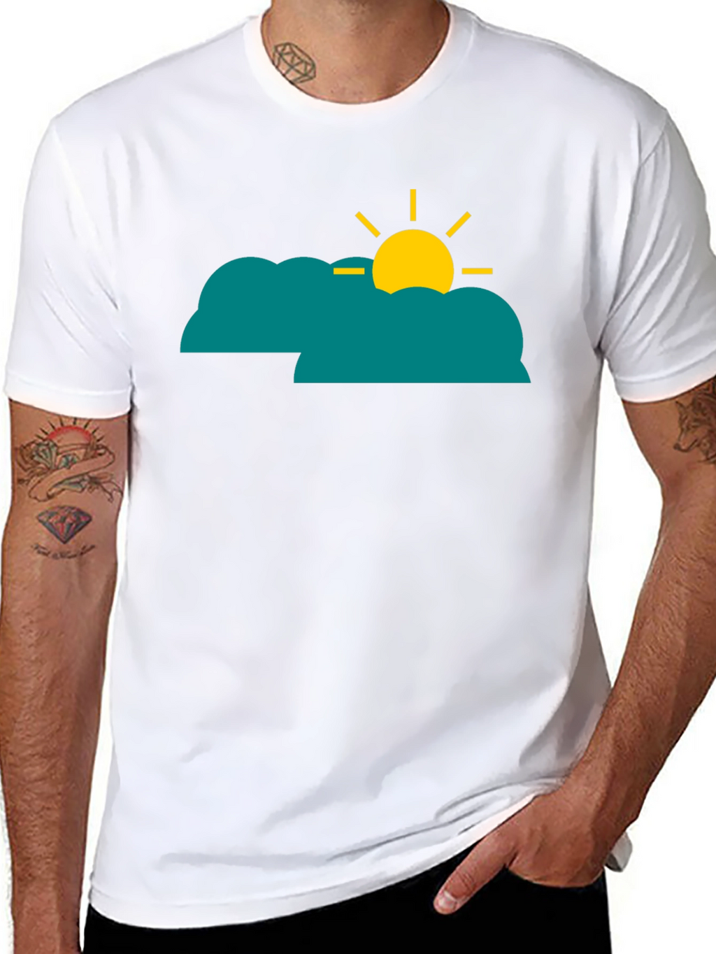 Cloud Sun Graphic Tee - Black Casual Shirt