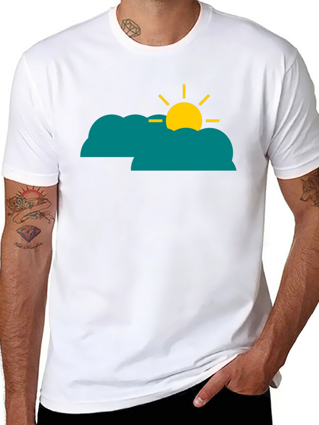 Cloud Sun Graphic Tee - Black Casual Shirt