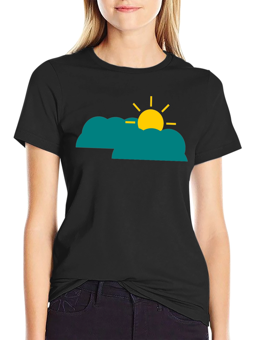 Cloud Sun Graphic Tee - Black Casual Shirt