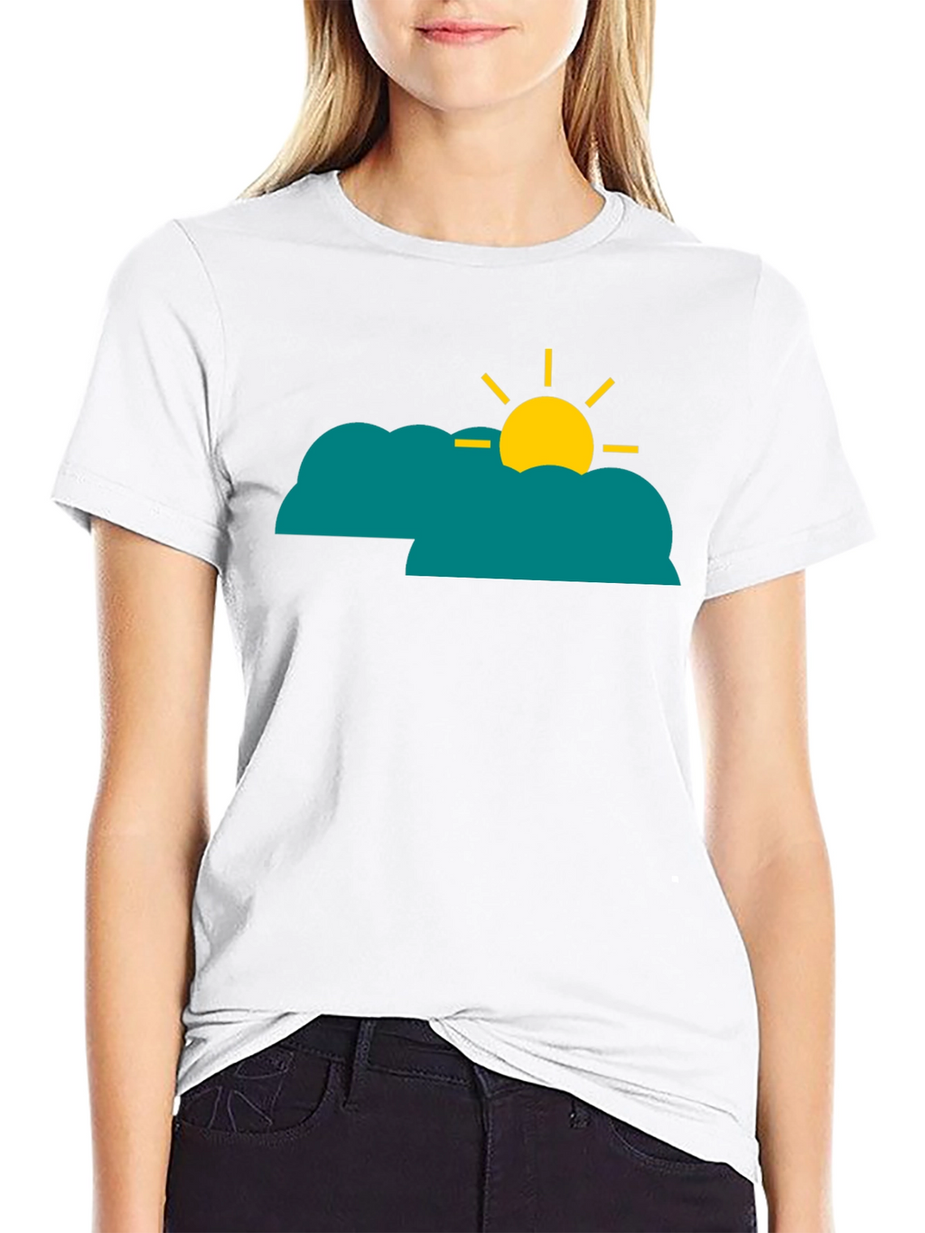 Cloud Sun Graphic Tee - Black Casual Shirt