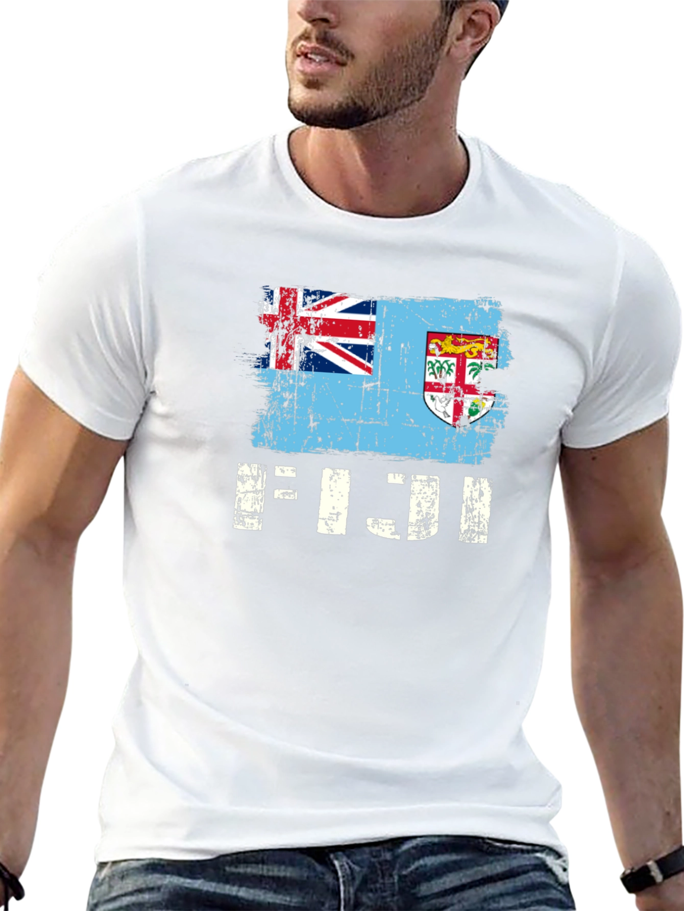Fiji Flag T-Shirt - Distressed Graphic Tee