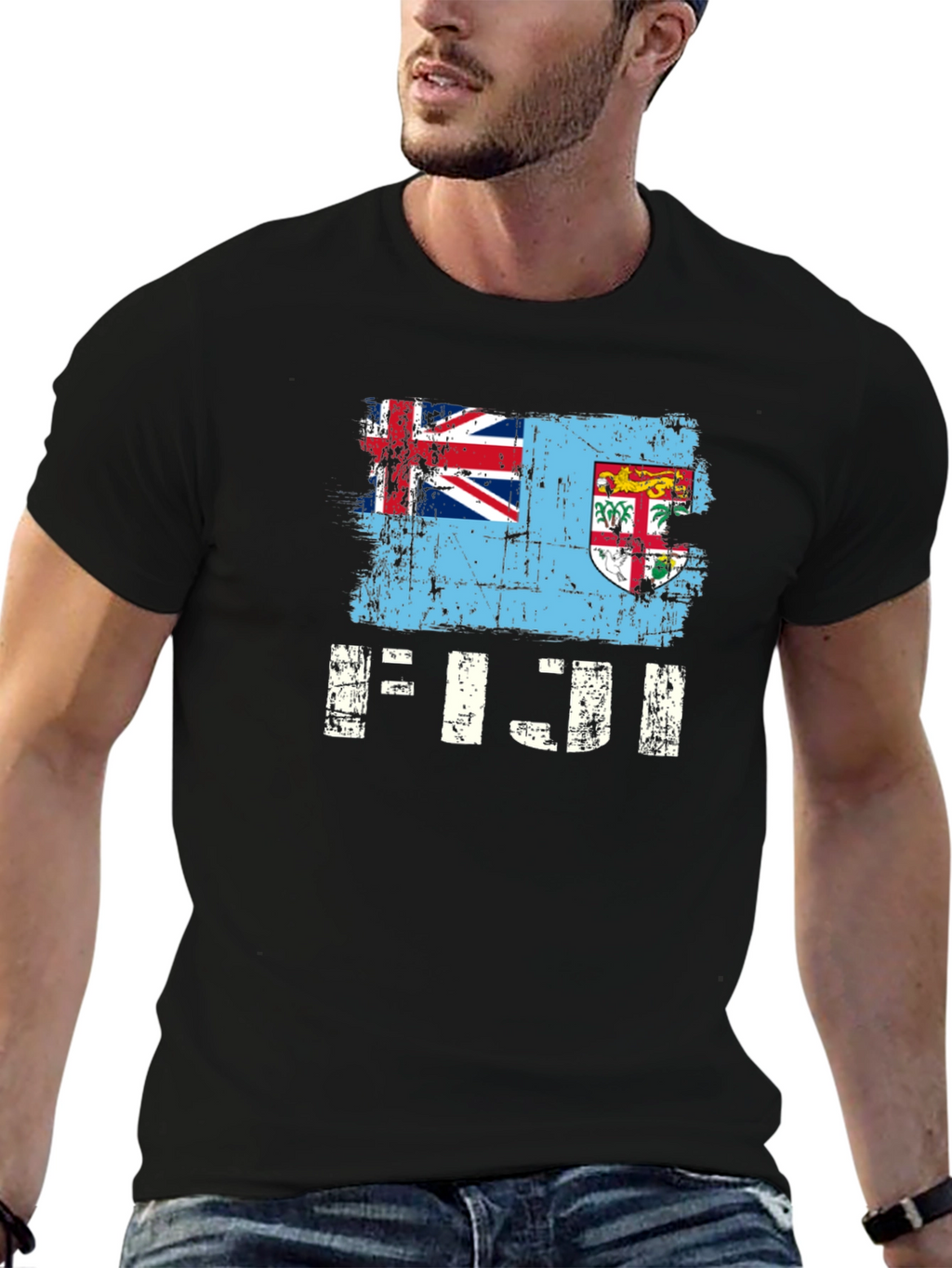 Fiji Flag T-Shirt - Distressed Graphic Tee