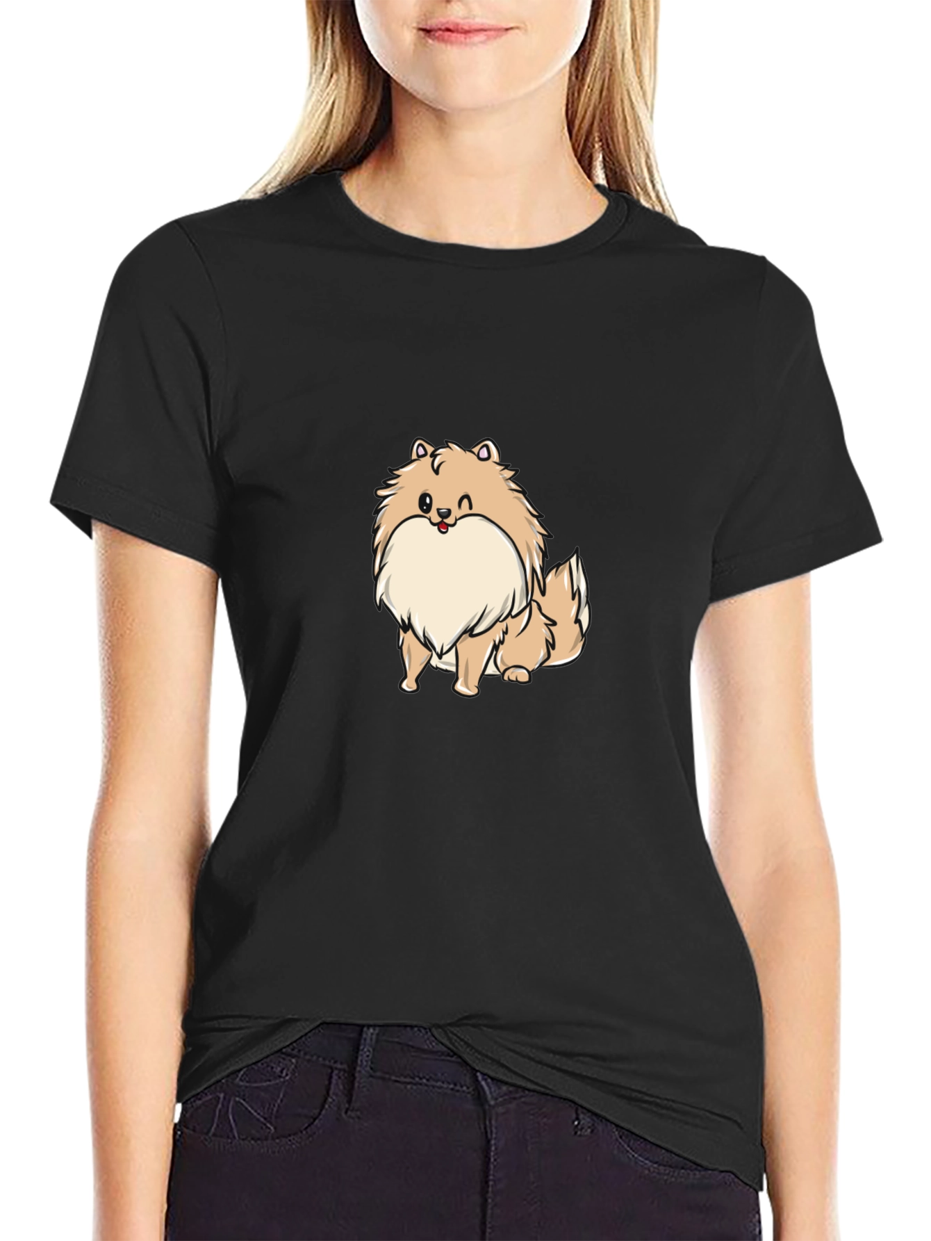 Dog Cartoon Black T-Shirt