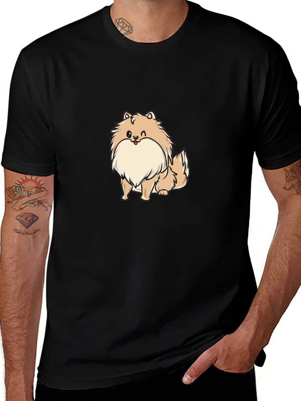 Dog Cartoon Black T-Shirt