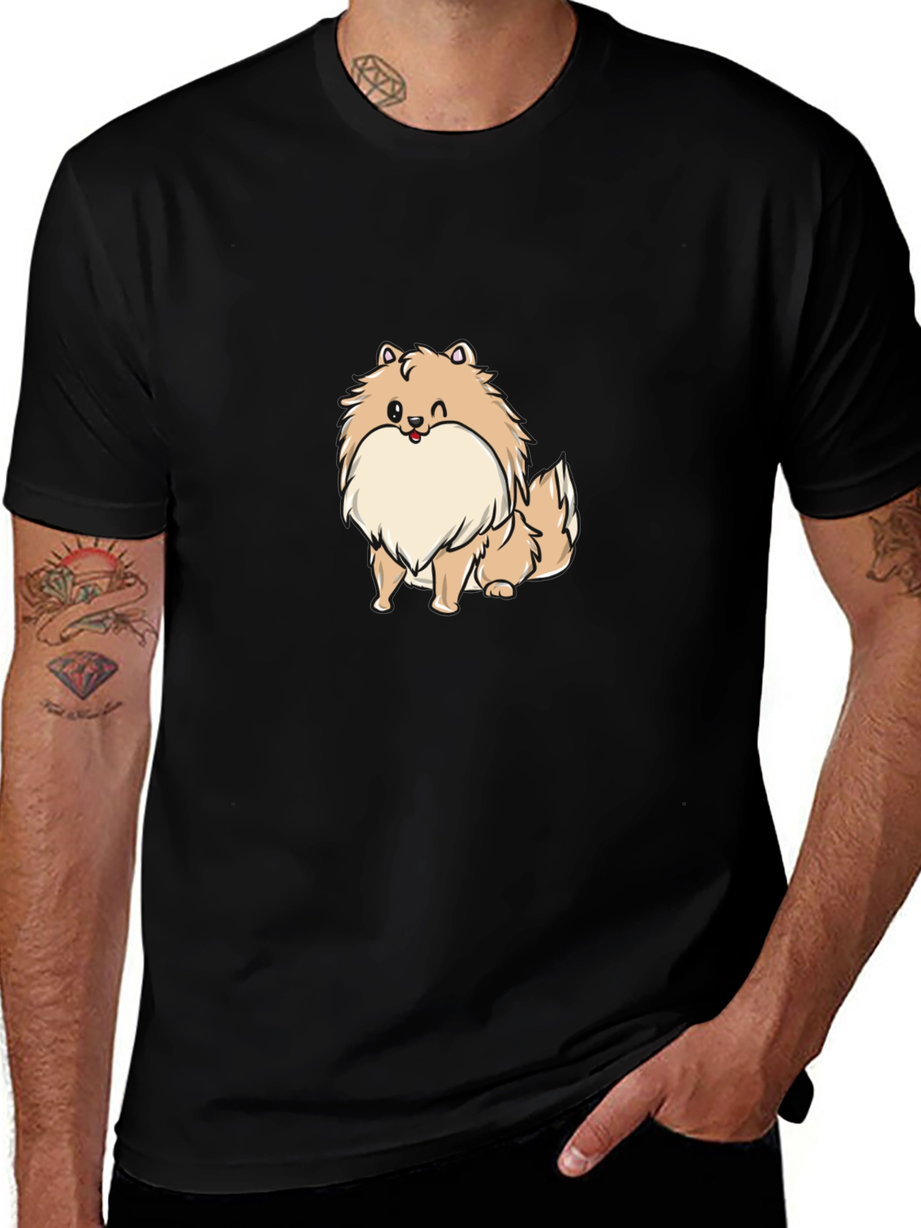 Dog Cartoon Black T-Shirt