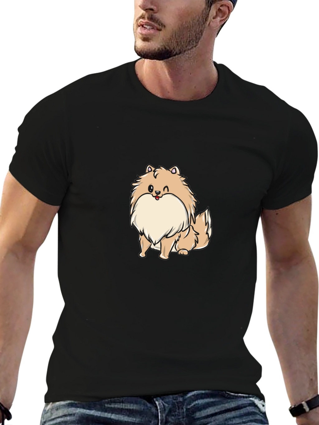 Dog Cartoon Black T-Shirt