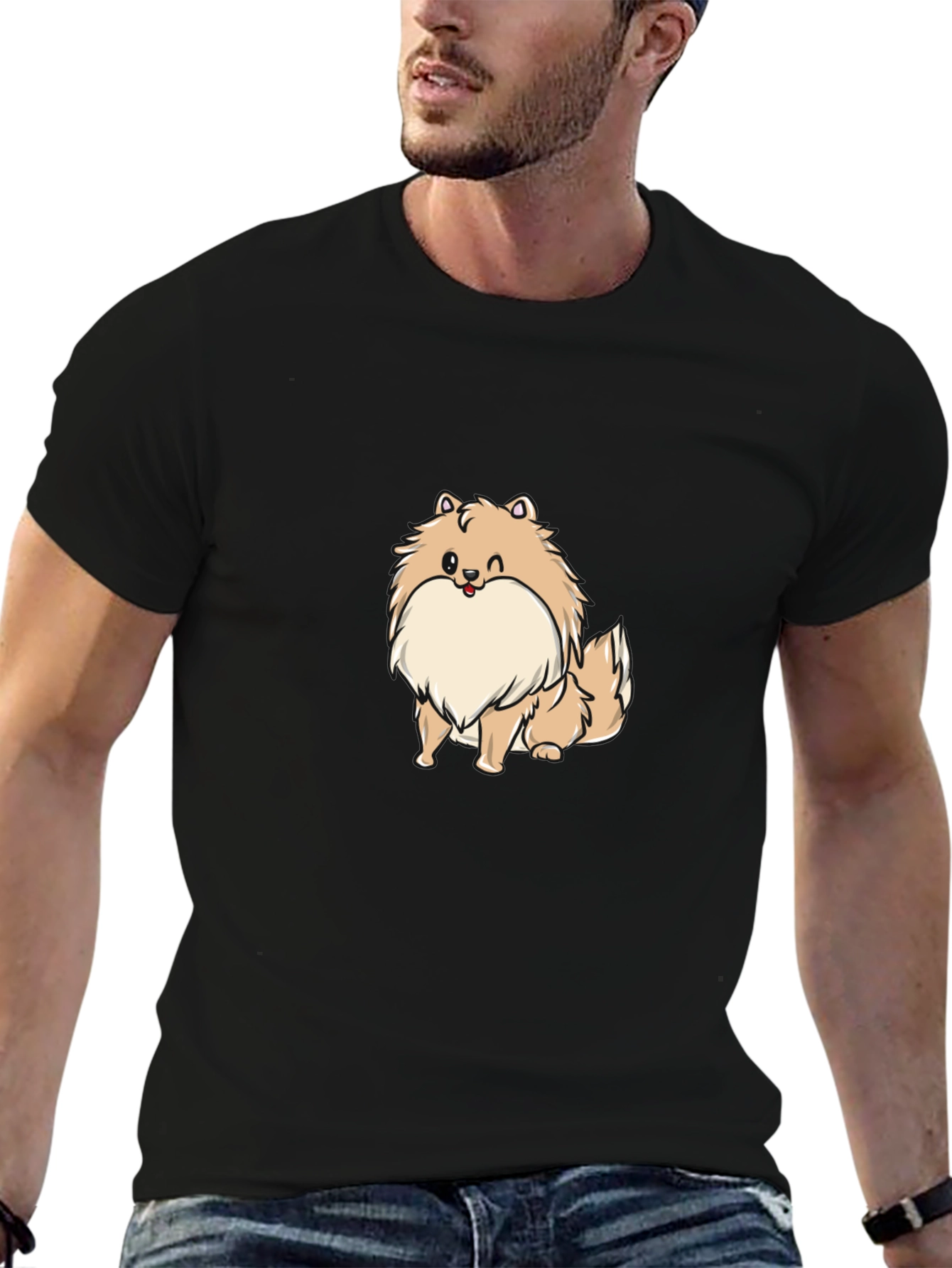 Dog Cartoon Black T-Shirt