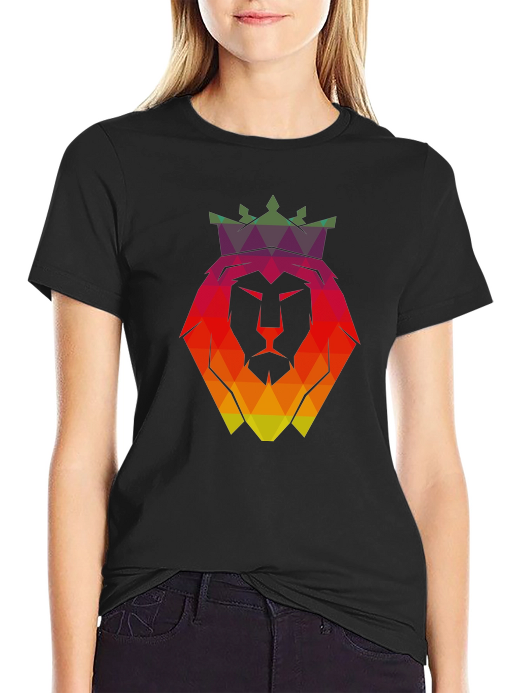 Geometric Lion King Graphic T-Shirt