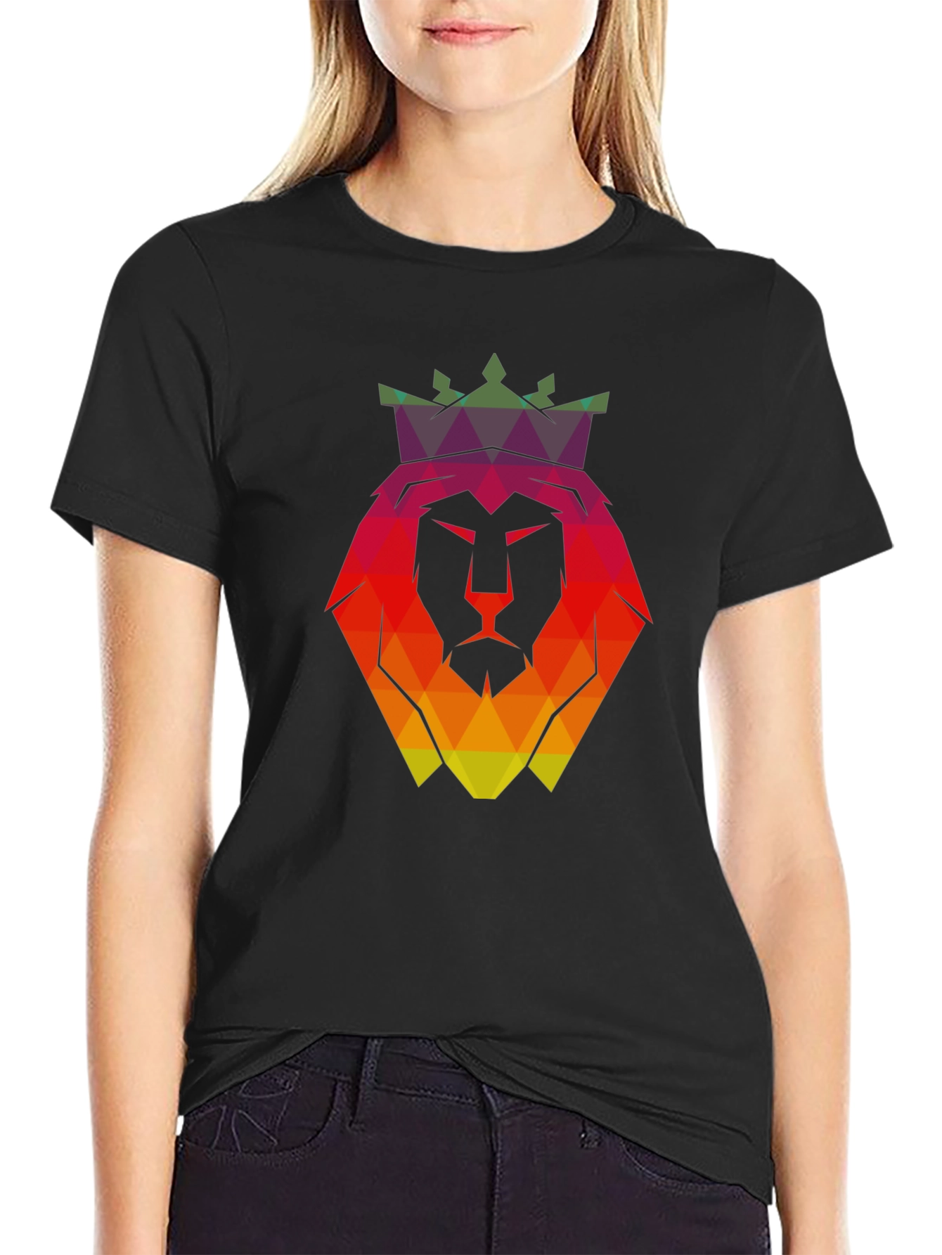 Geometric Lion King Graphic T-Shirt