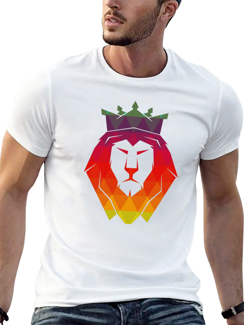Geometric Lion King Graphic T-Shirt