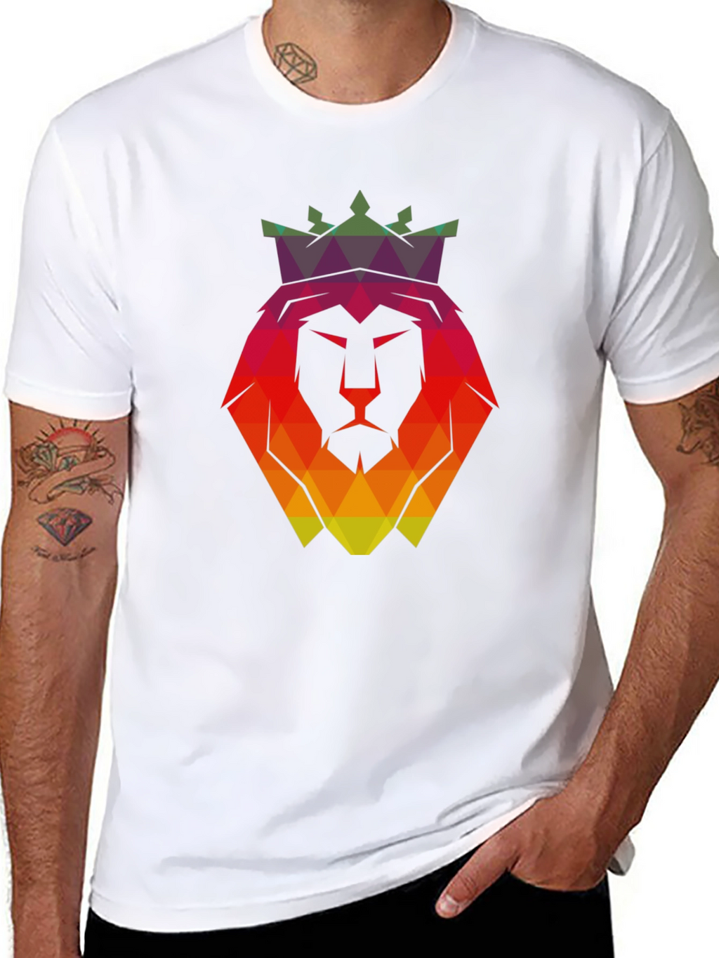 Geometric Lion King Graphic T-Shirt