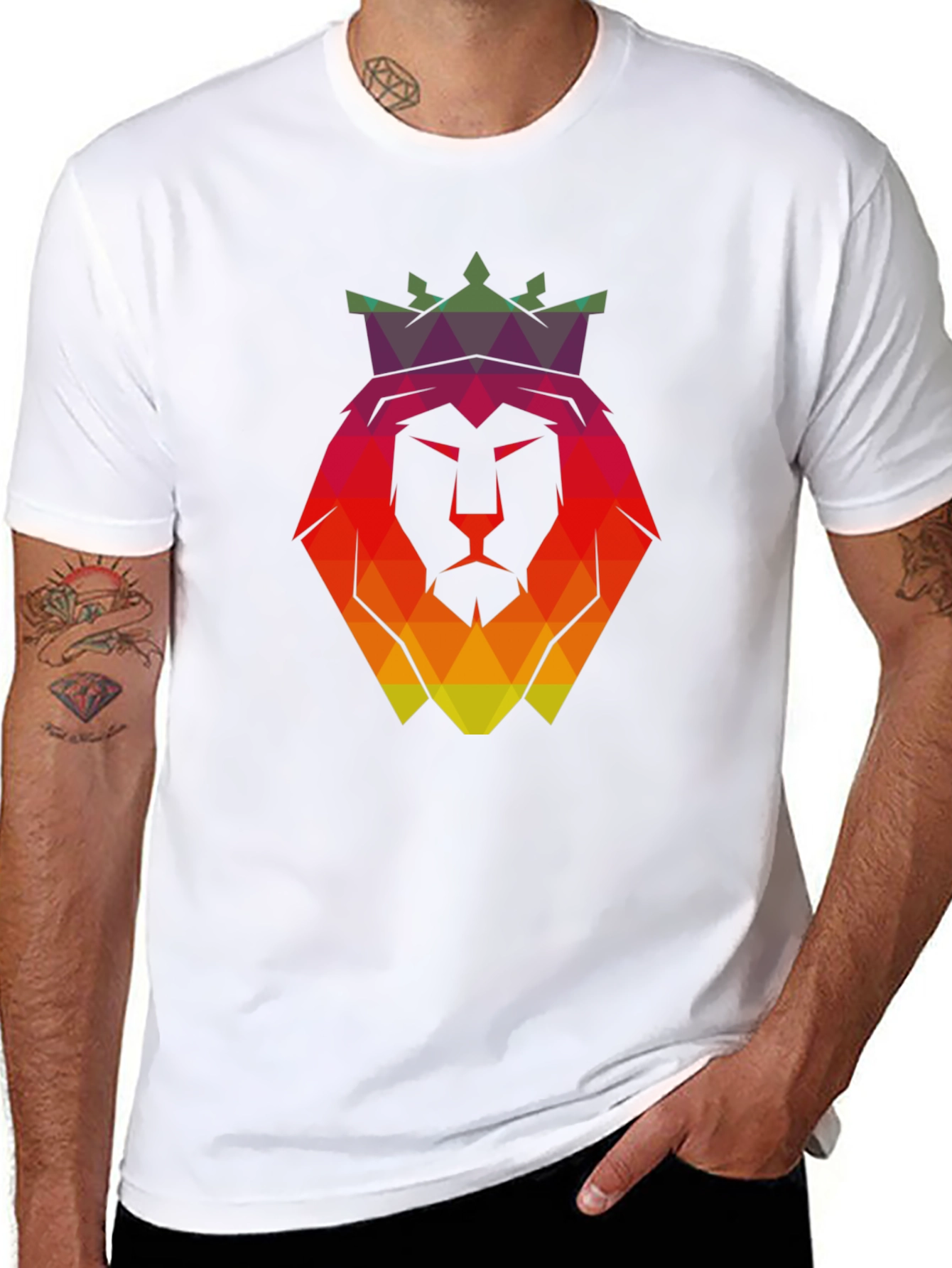 Geometric Lion King Graphic T-Shirt
