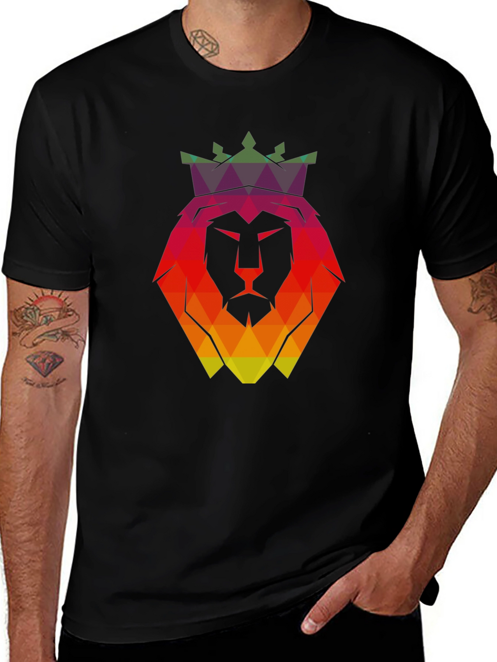 Geometric Lion King Graphic T-Shirt