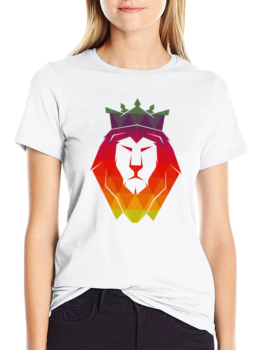 Geometric Lion King Graphic T-Shirt