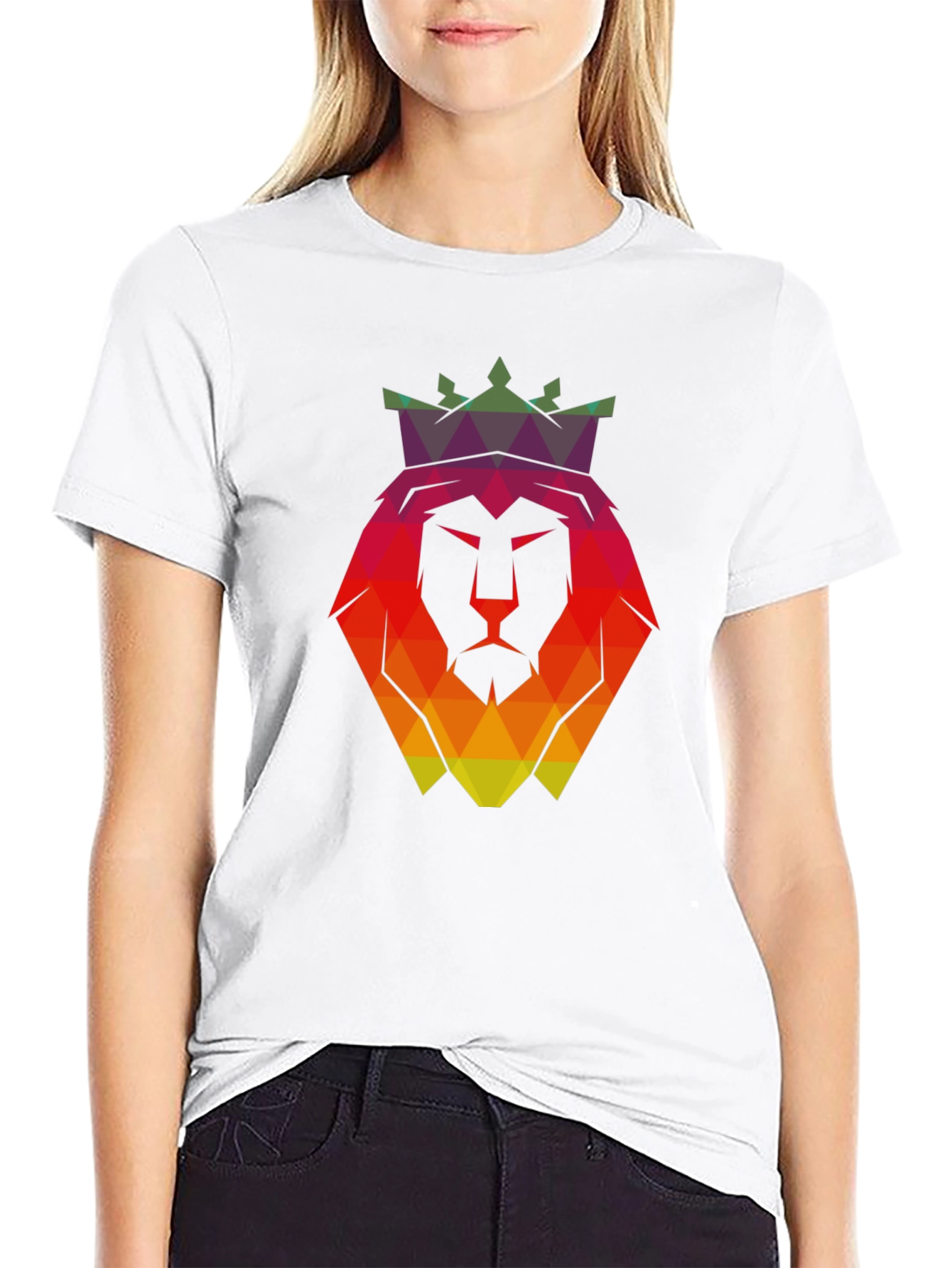 Geometric Lion King Graphic T-Shirt