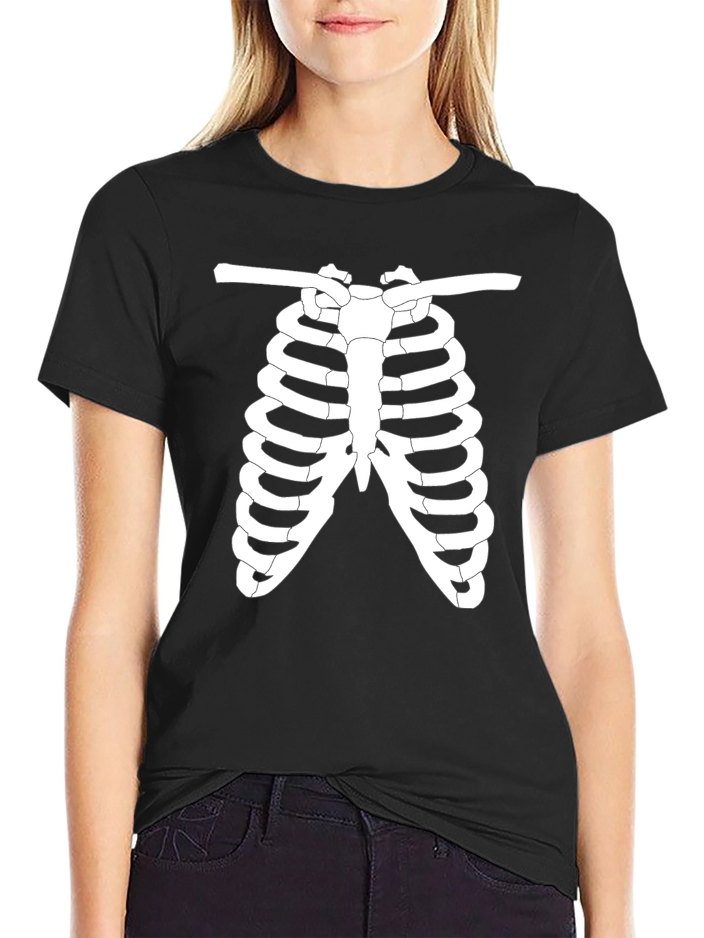 Skeleton Rib Cage Graphic Tee - Halloween Ready!