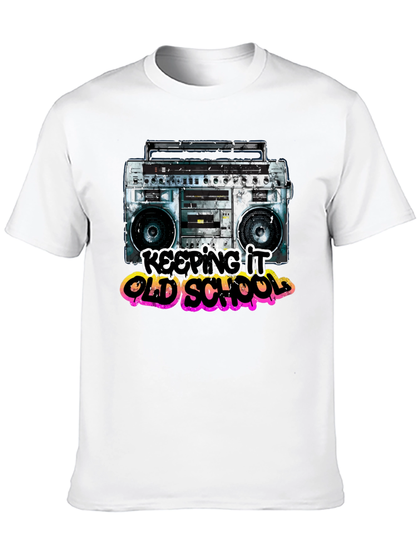 Keeping It Old School Retro Boombox Graphic T-Shirt