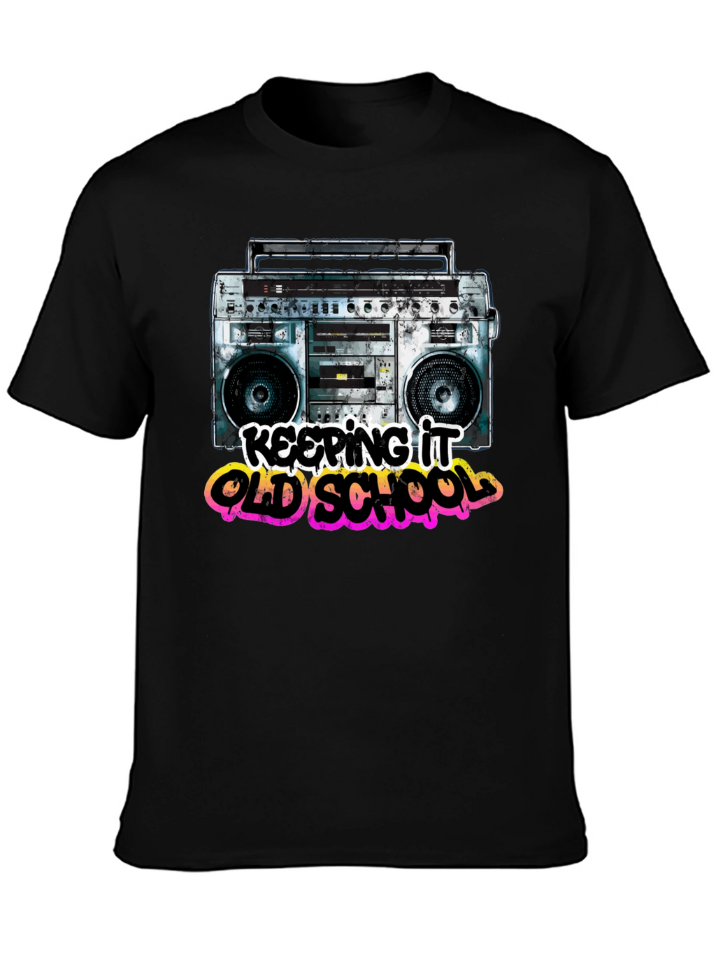 Keeping It Old School Retro Boombox Graphic T-Shirt