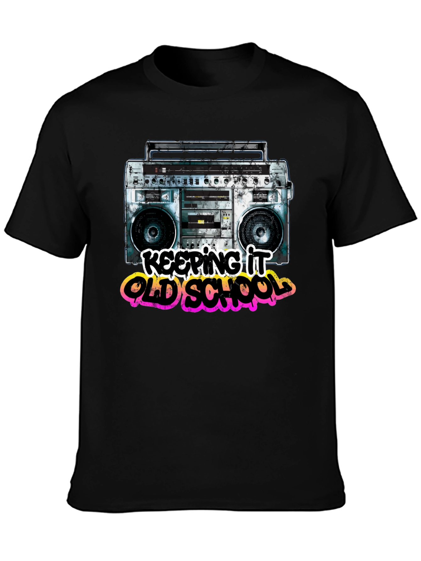 Keeping It Old School Retro Boombox Graphic T-Shirt