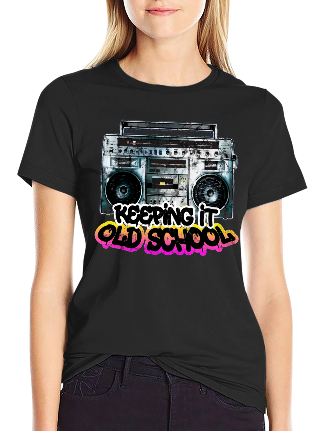 Keeping It Old School Retro Boombox Graphic T-Shirt