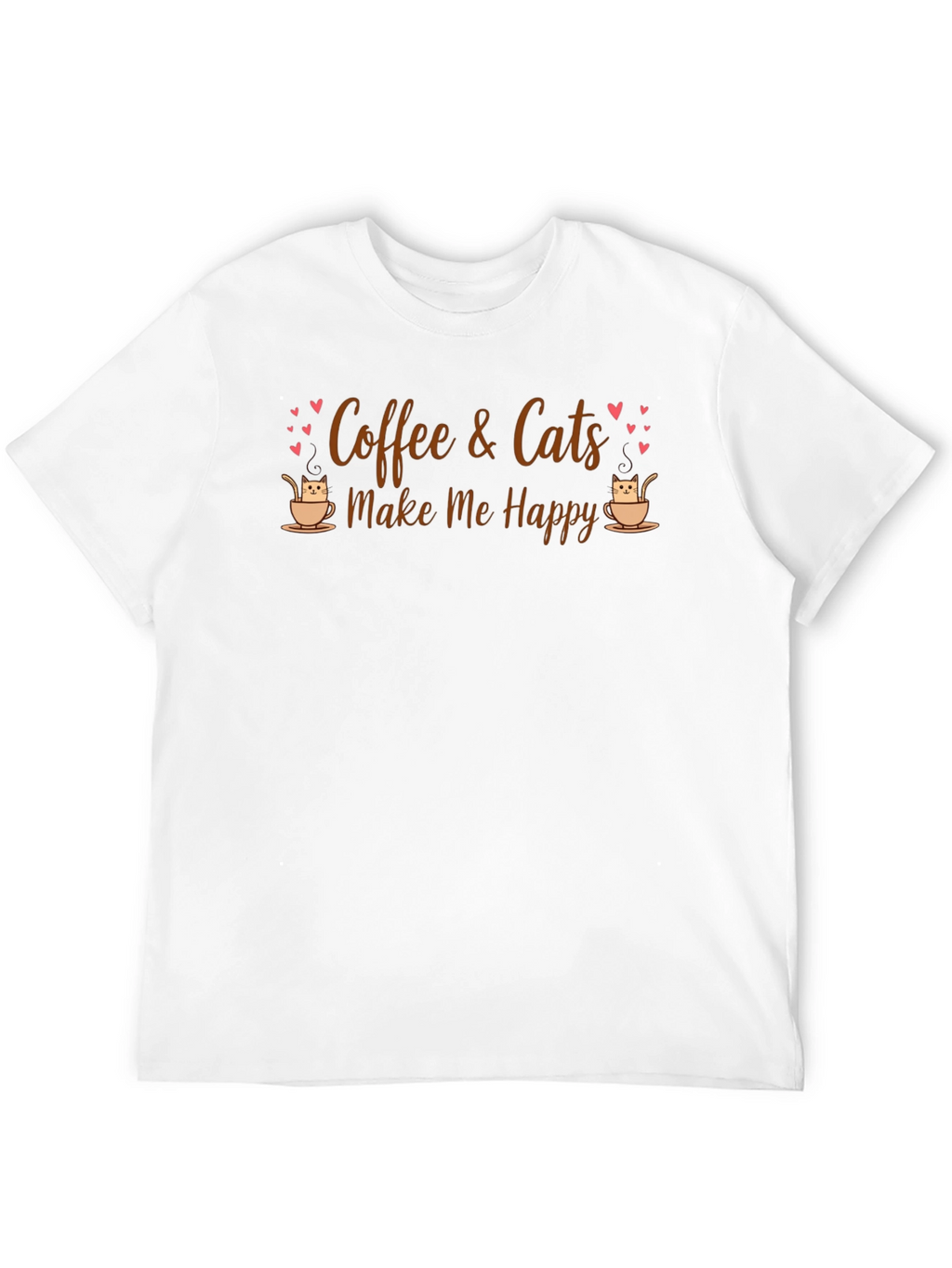 Coffee & Cats Make Me Happy Black T-Shirt
