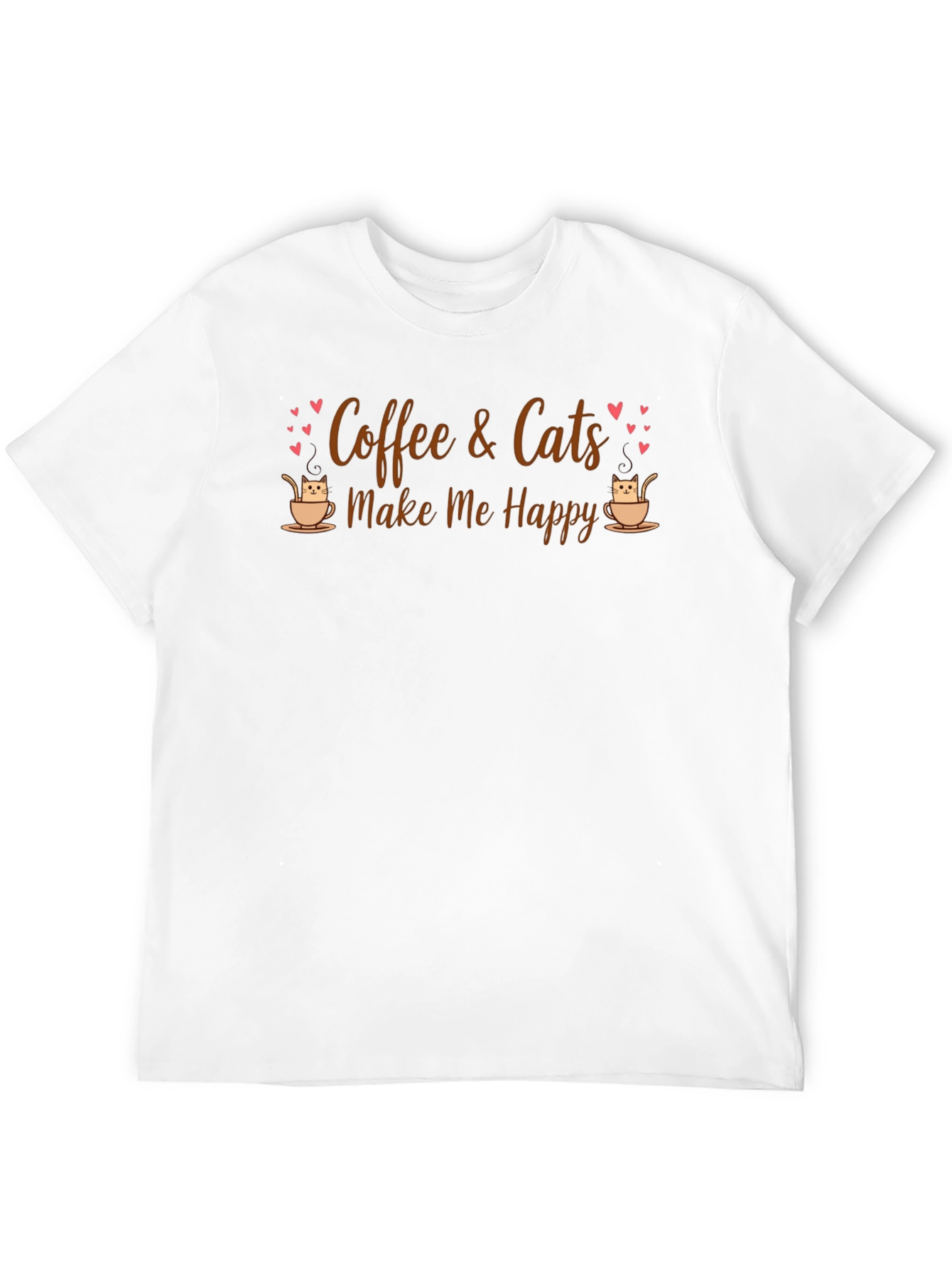 Coffee & Cats Make Me Happy Black T-Shirt