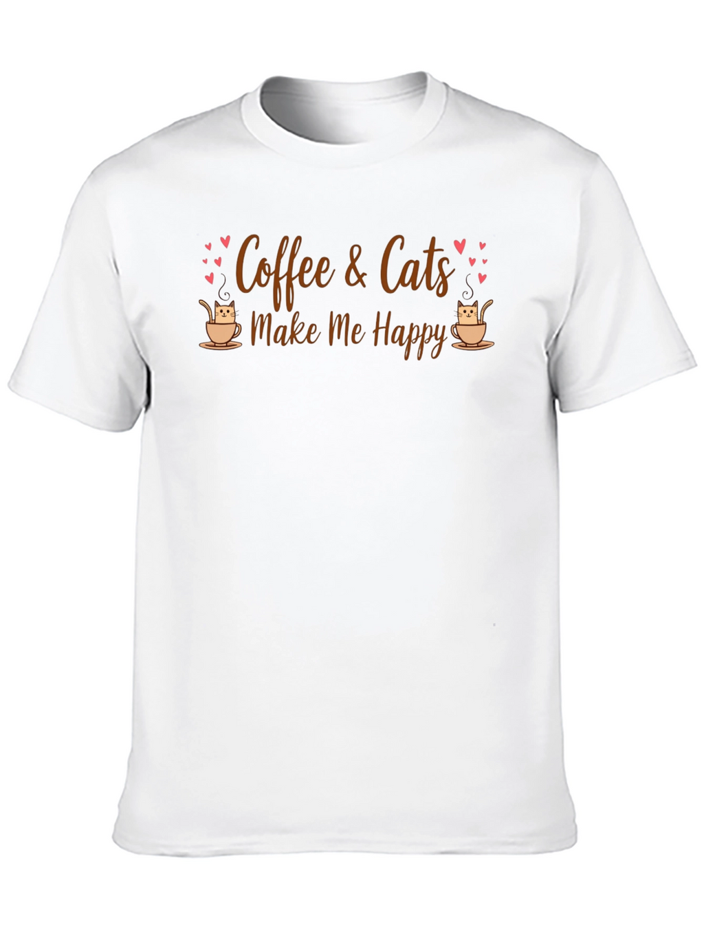 Coffee & Cats Make Me Happy Black T-Shirt
