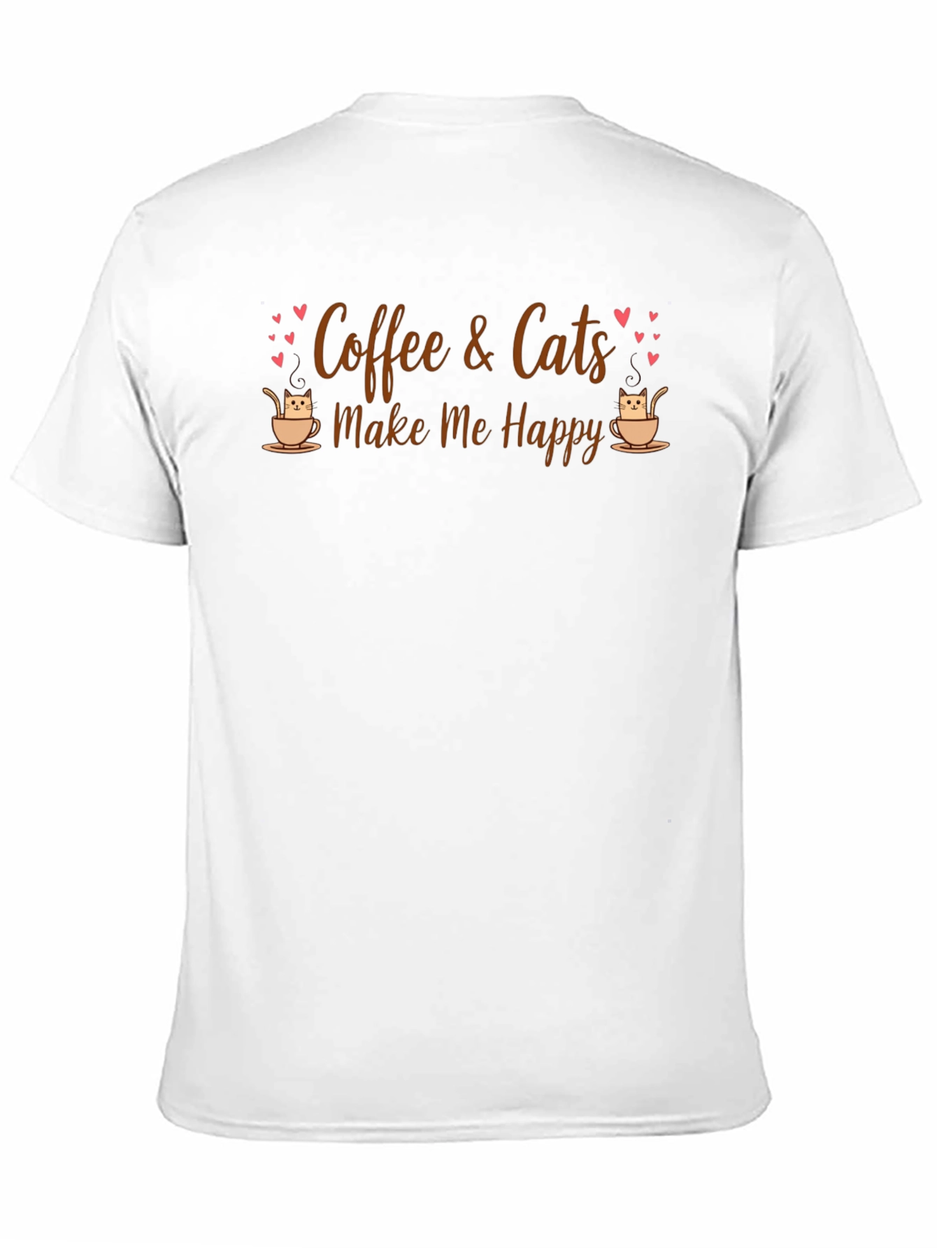 Coffee & Cats Make Me Happy Black T-Shirt