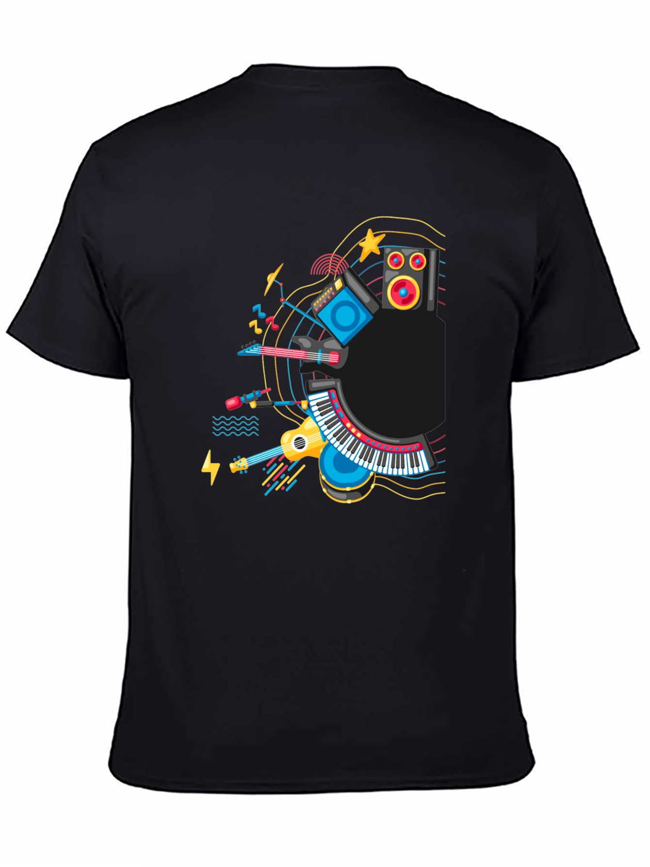 Musical Instruments Graphic Black T-Shirt