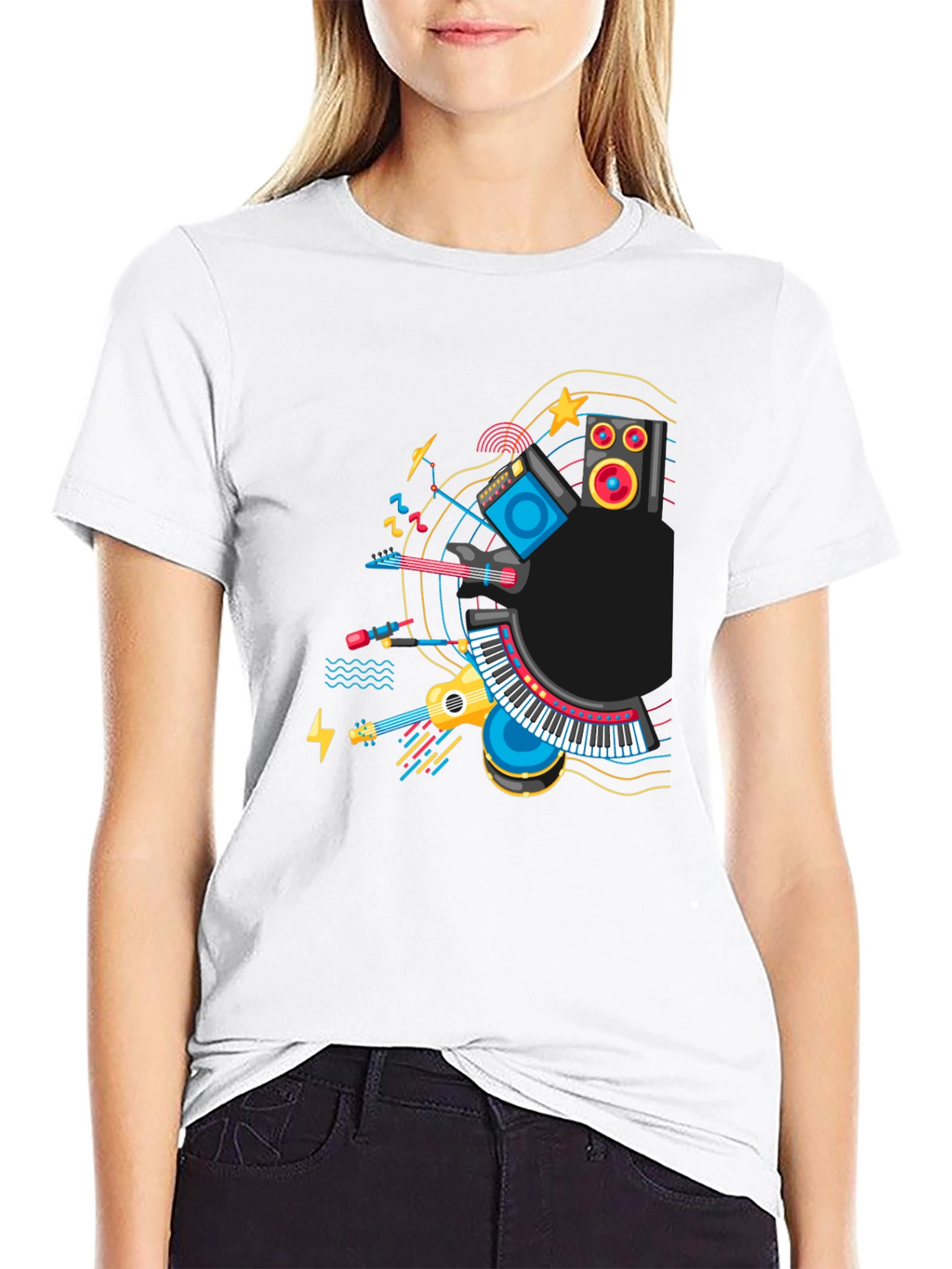 Musical Instruments Graphic Black T-Shirt
