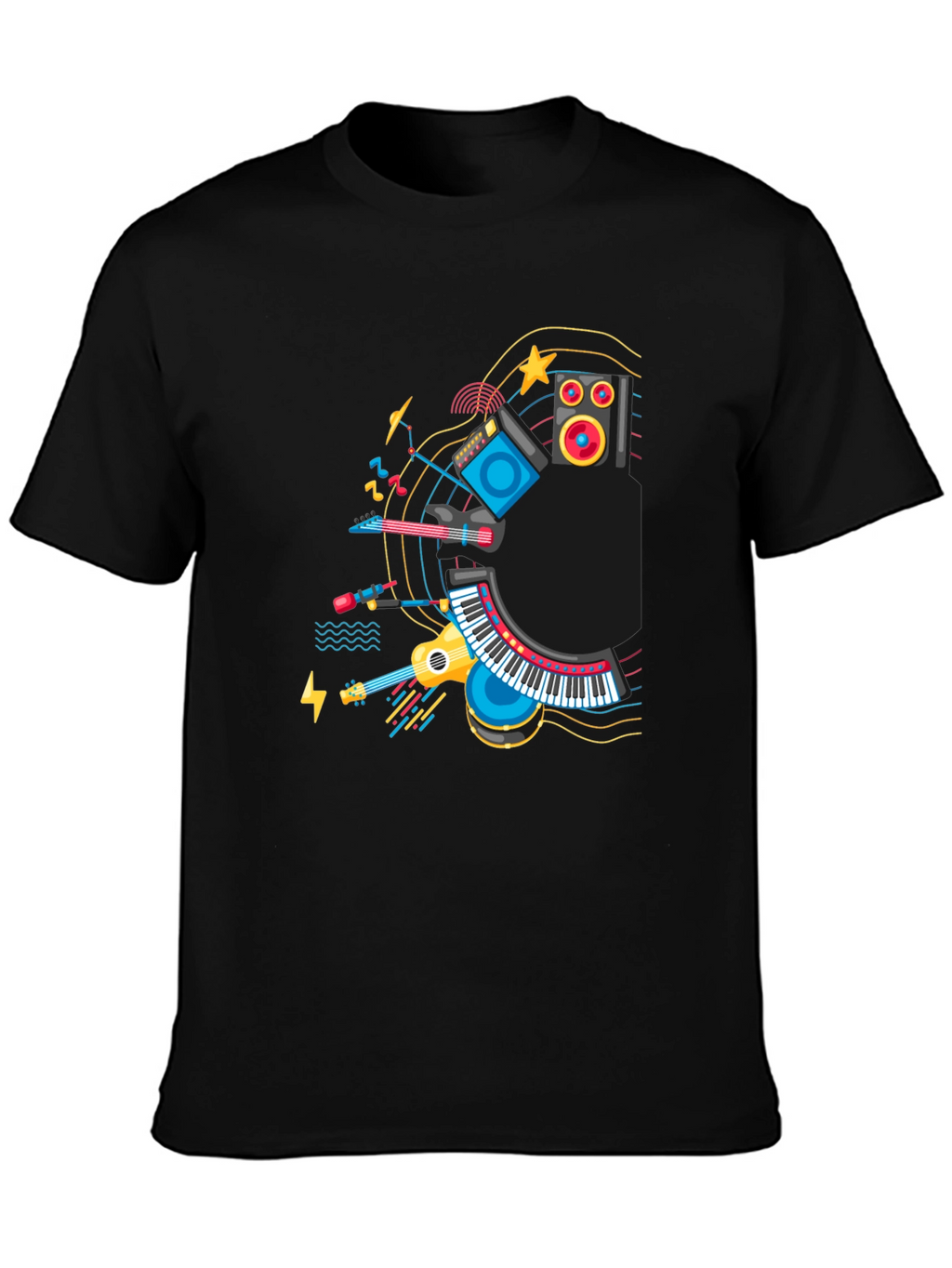 Musical Instruments Graphic Black T-Shirt