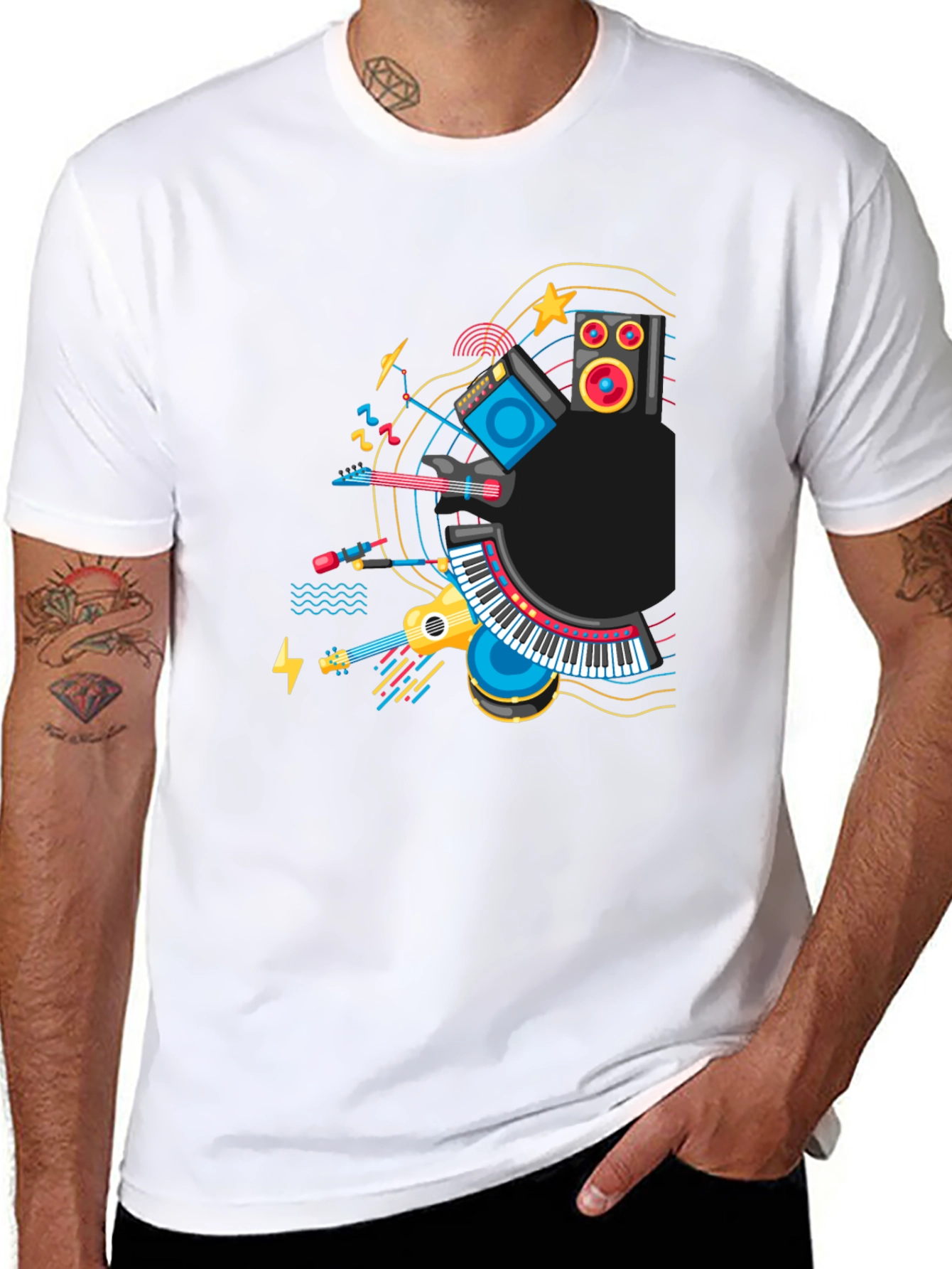 Musical Instruments Graphic Black T-Shirt