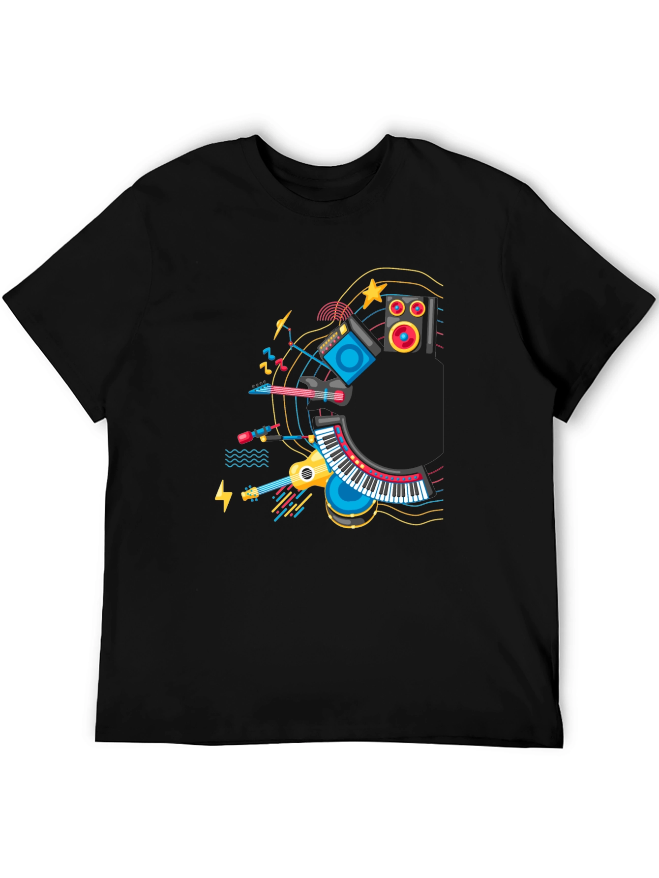 Musical Instruments Graphic Black T-Shirt
