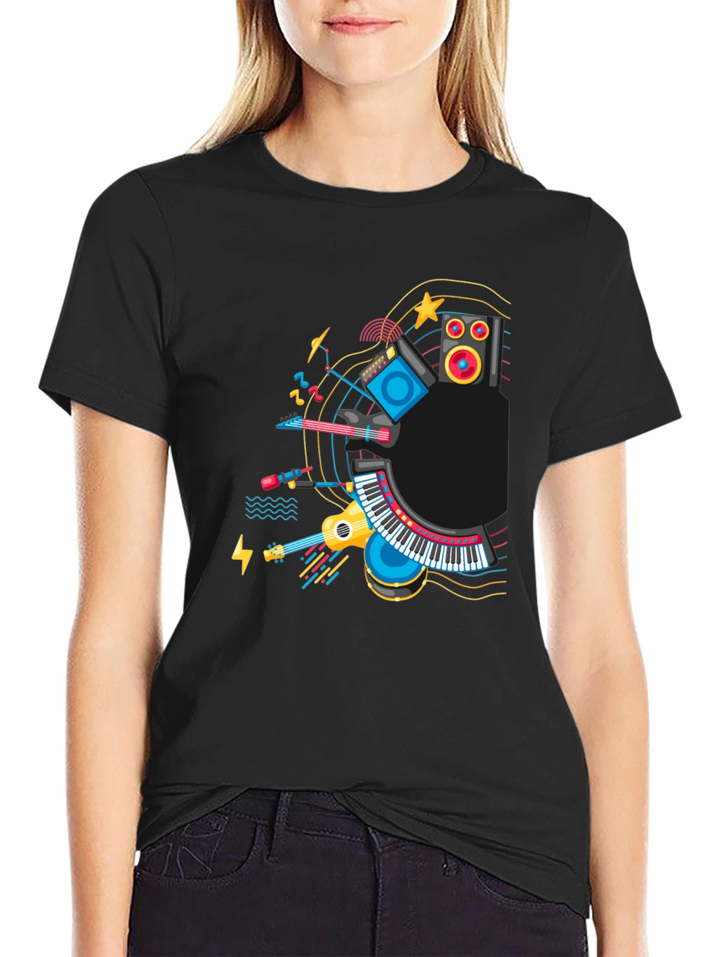 Musical Instruments Graphic Black T-Shirt