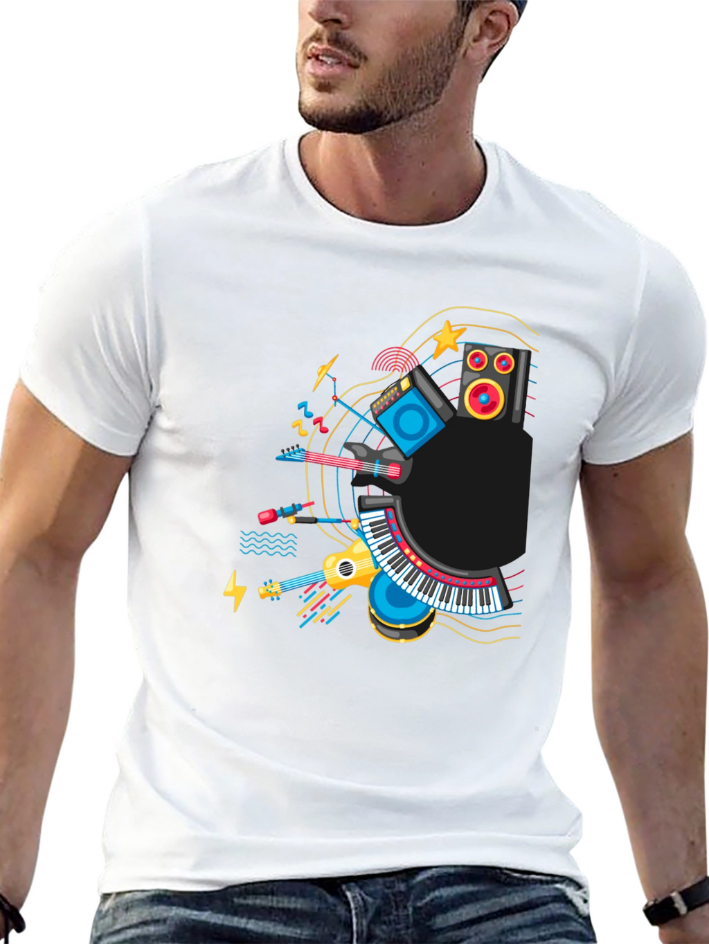 Musical Instruments Graphic Black T-Shirt