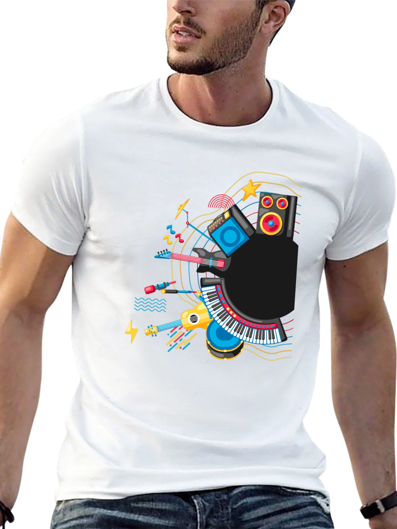 Musical Instruments Graphic Black T-Shirt